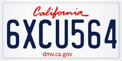 CA license plate 6XCU564