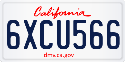CA license plate 6XCU566
