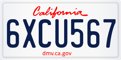 CA license plate 6XCU567
