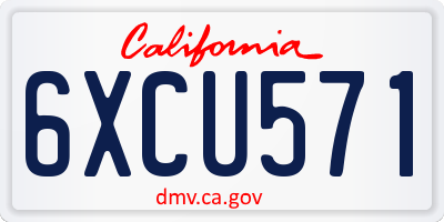 CA license plate 6XCU571
