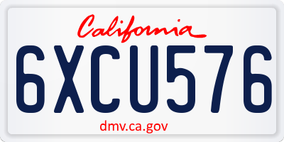 CA license plate 6XCU576