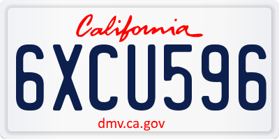 CA license plate 6XCU596