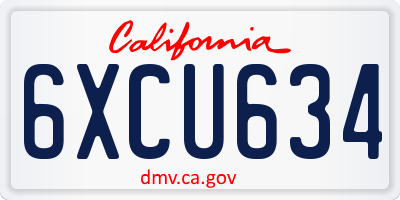 CA license plate 6XCU634