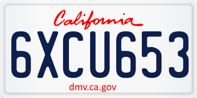 CA license plate 6XCU653