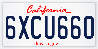 CA license plate 6XCU660