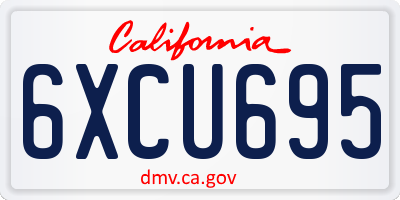 CA license plate 6XCU695