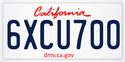 CA license plate 6XCU700