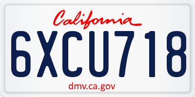 CA license plate 6XCU718