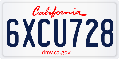 CA license plate 6XCU728
