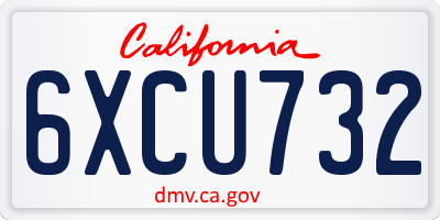 CA license plate 6XCU732