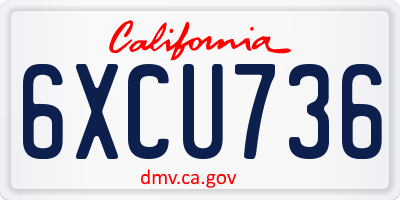 CA license plate 6XCU736
