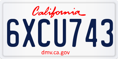 CA license plate 6XCU743