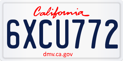 CA license plate 6XCU772