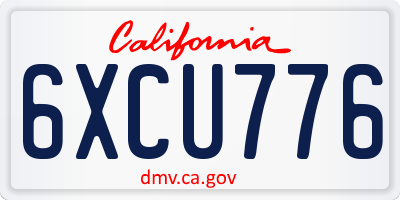 CA license plate 6XCU776