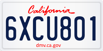 CA license plate 6XCU801