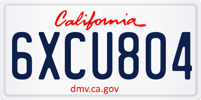 CA license plate 6XCU804