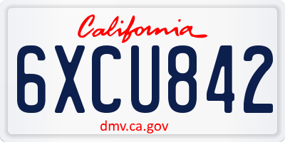CA license plate 6XCU842