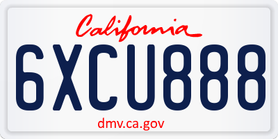 CA license plate 6XCU888