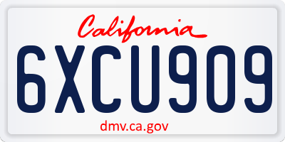 CA license plate 6XCU909