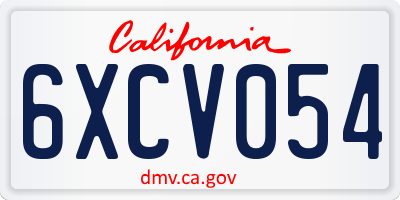 CA license plate 6XCV054