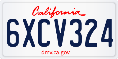 CA license plate 6XCV324