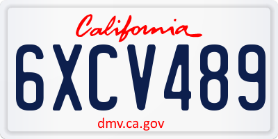CA license plate 6XCV489