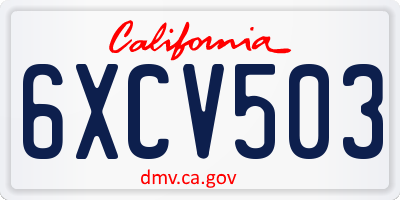CA license plate 6XCV503