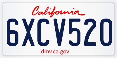 CA license plate 6XCV520