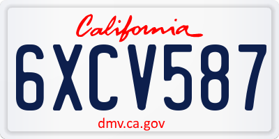 CA license plate 6XCV587