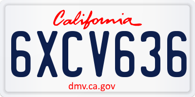 CA license plate 6XCV636