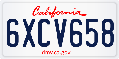 CA license plate 6XCV658