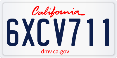 CA license plate 6XCV711