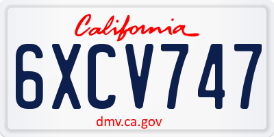 CA license plate 6XCV747