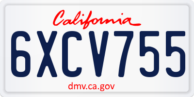 CA license plate 6XCV755