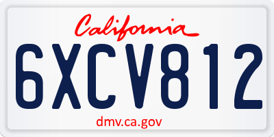 CA license plate 6XCV812