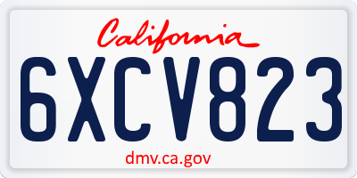 CA license plate 6XCV823