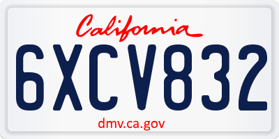 CA license plate 6XCV832