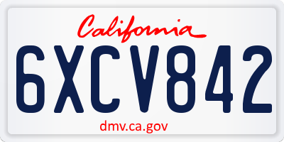 CA license plate 6XCV842