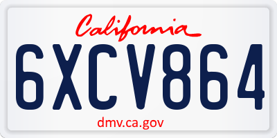 CA license plate 6XCV864