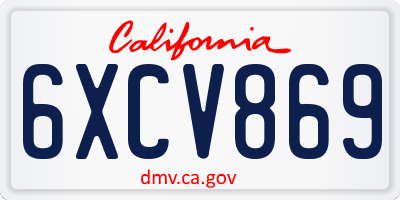 CA license plate 6XCV869