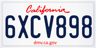 CA license plate 6XCV898