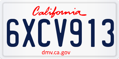 CA license plate 6XCV913