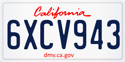 CA license plate 6XCV943