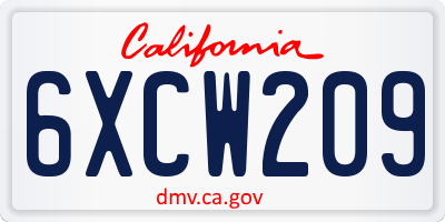 CA license plate 6XCW209