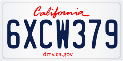 CA license plate 6XCW379