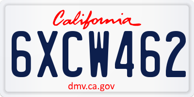CA license plate 6XCW462