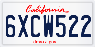 CA license plate 6XCW522