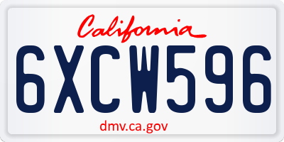 CA license plate 6XCW596