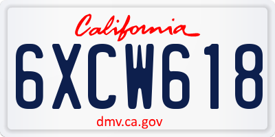 CA license plate 6XCW618