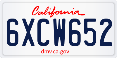 CA license plate 6XCW652